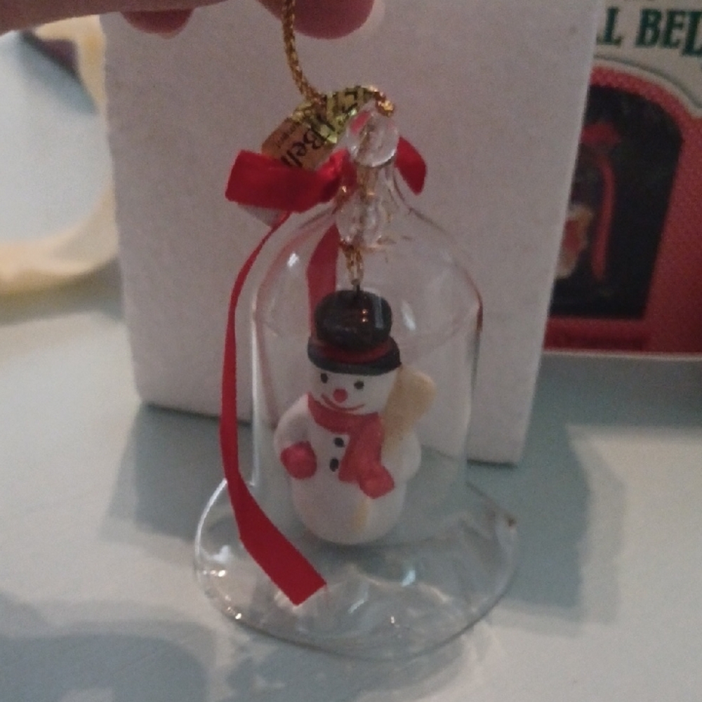 Vintage Festive Snowman Ornament with Red Scarf and Black Hat VINTAGE